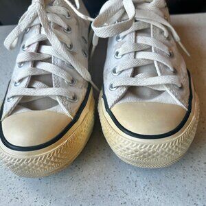 Converse All Star Chuck Taylor Low Top Sneakers Beige Canvas Womens US 6.5